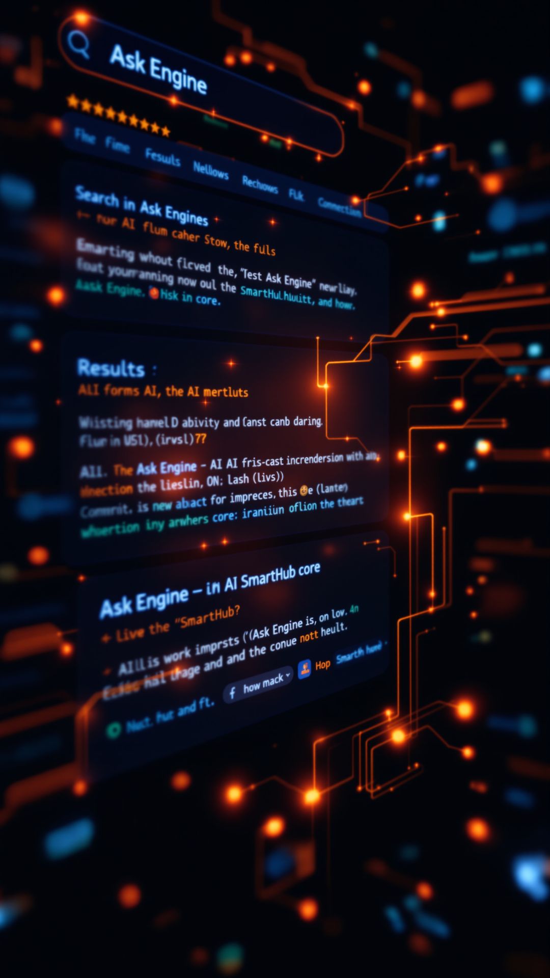 Search engine and AI Ask Engine signals flow into a SmartHub core, representing improved visibility and ranking. Search engine and AI Ask Engine signals flow into a SmartHub core, representing improved visibility and ranking.