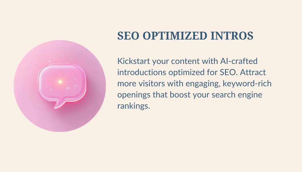 A Chat bubble for the SEO optimized intro button.