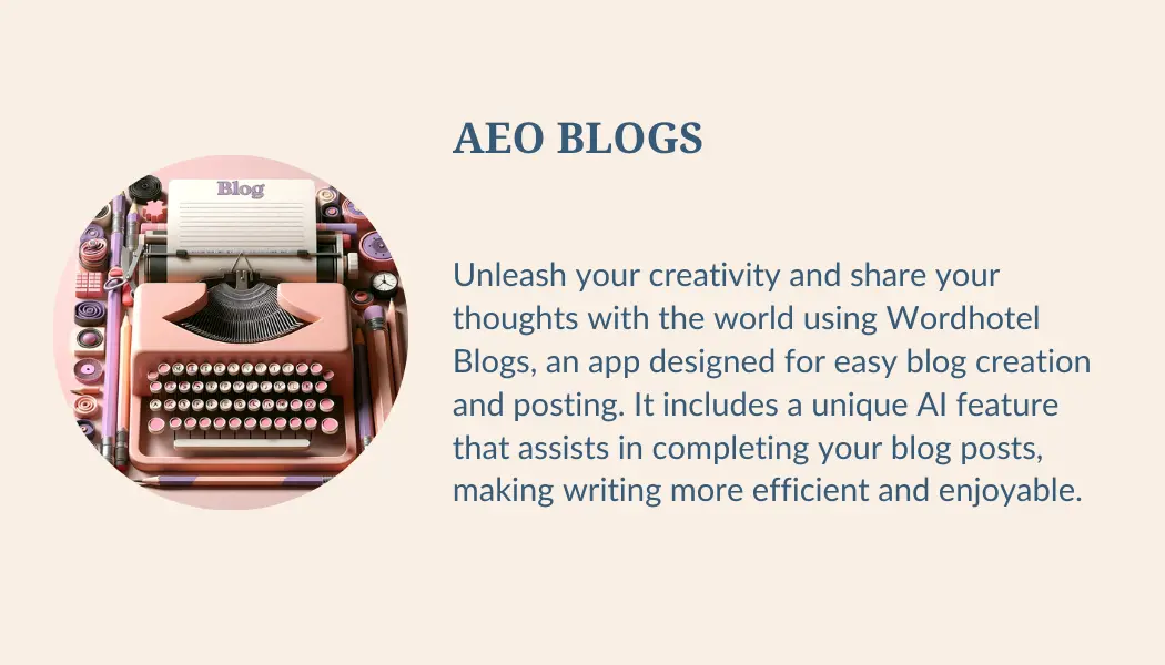 A pink typewriter for the AEO Blog icon.