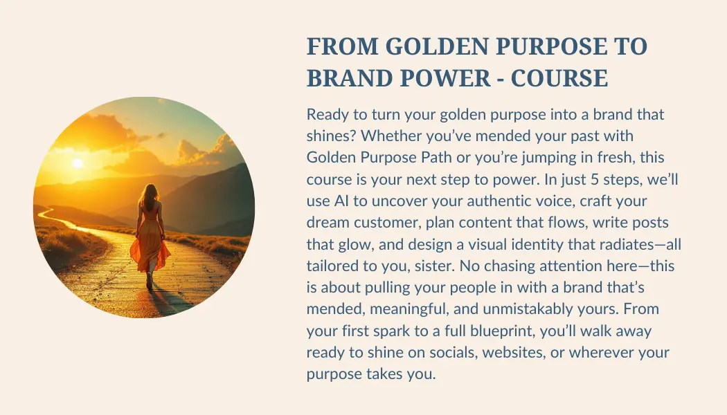 A woman on a golden path or the brand course.