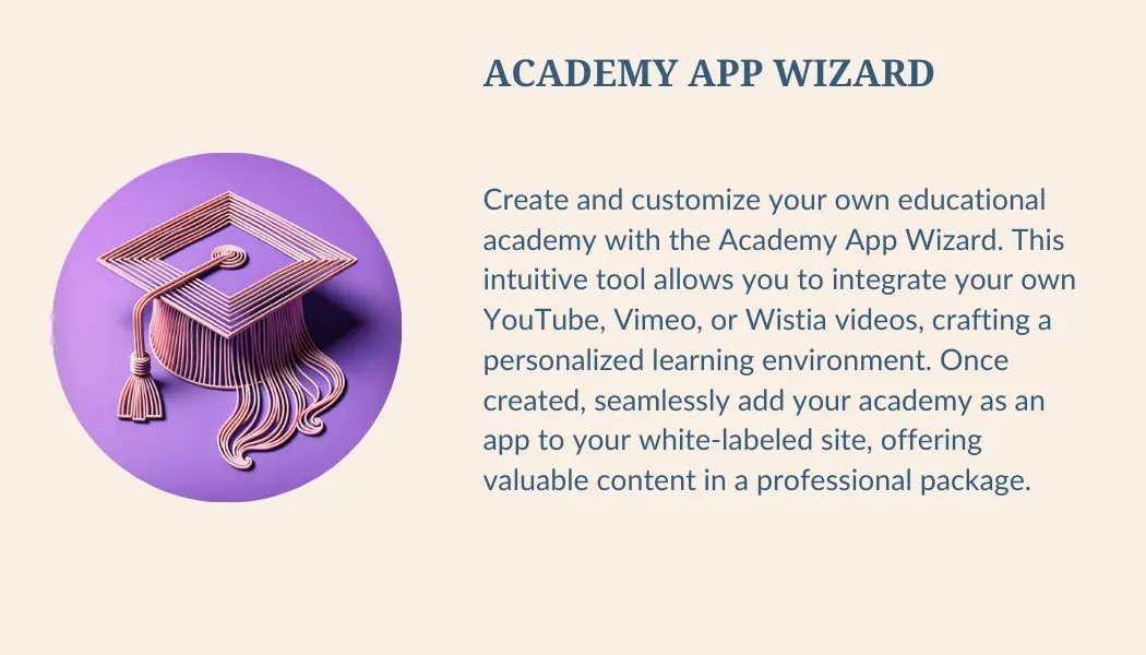 A purple graduation cap for the academy wizard app button.