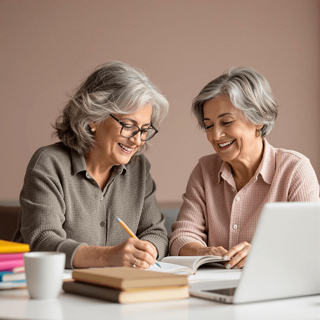 2 Women working together to write a book