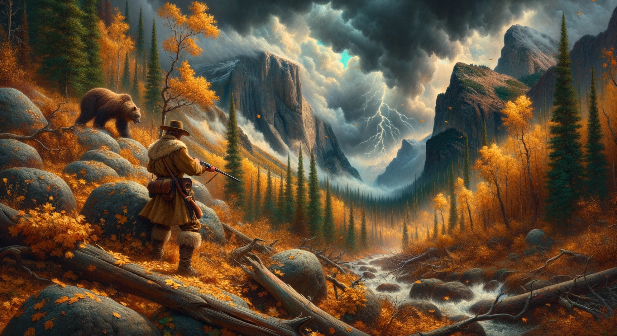 Tracker in the west with a grizzly bear