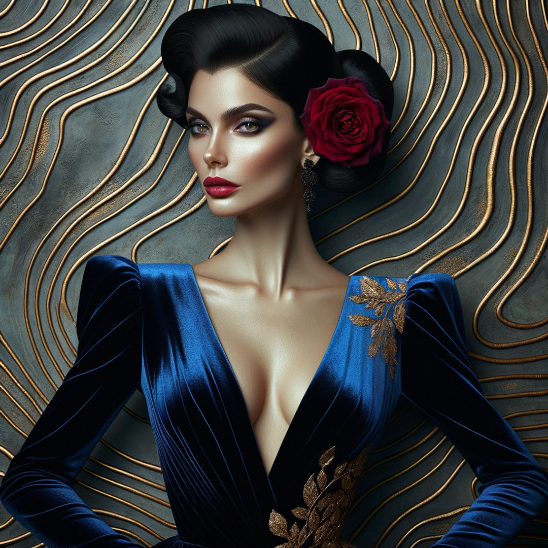 Spanish women in blue dress