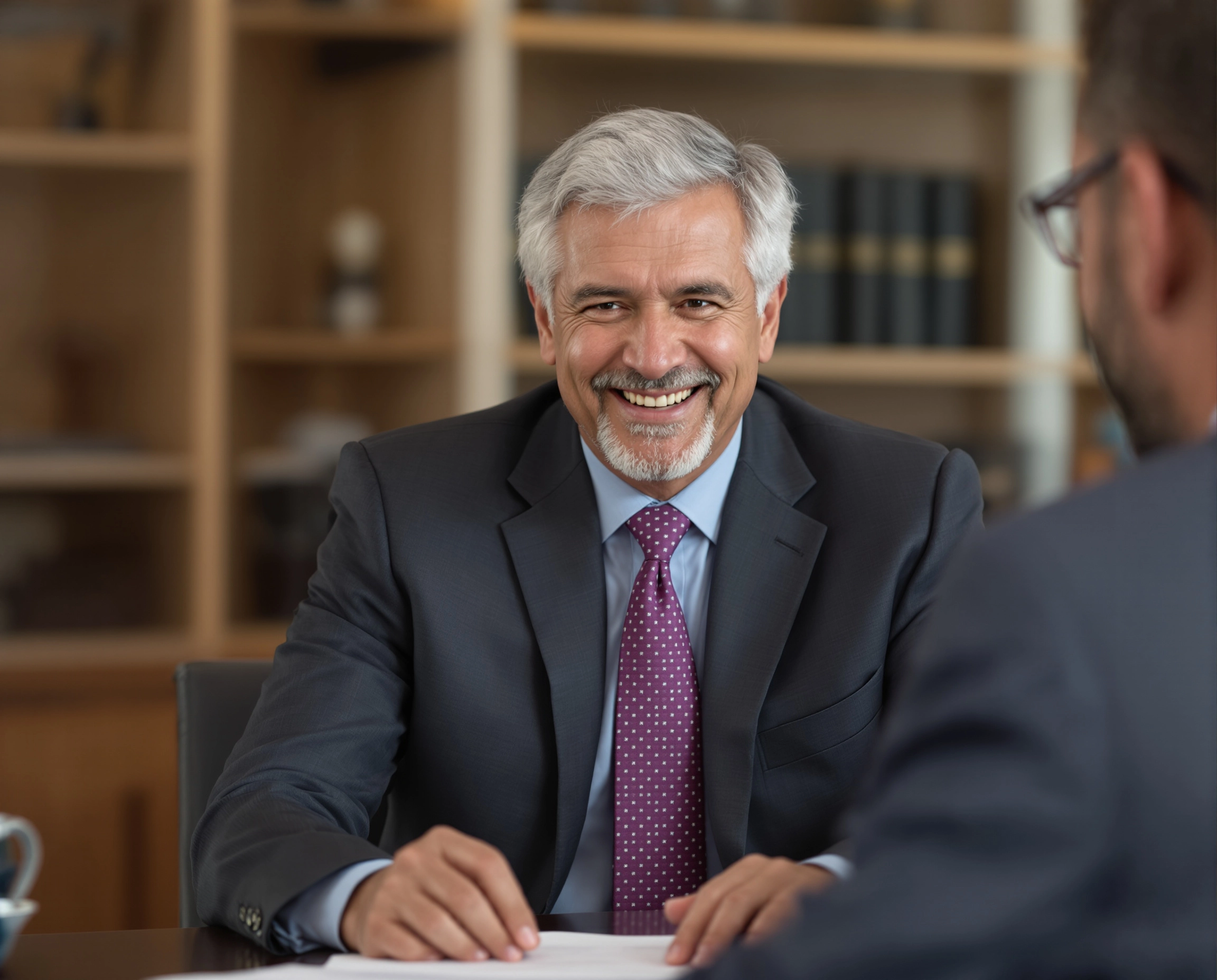 Older legal advisor smiling