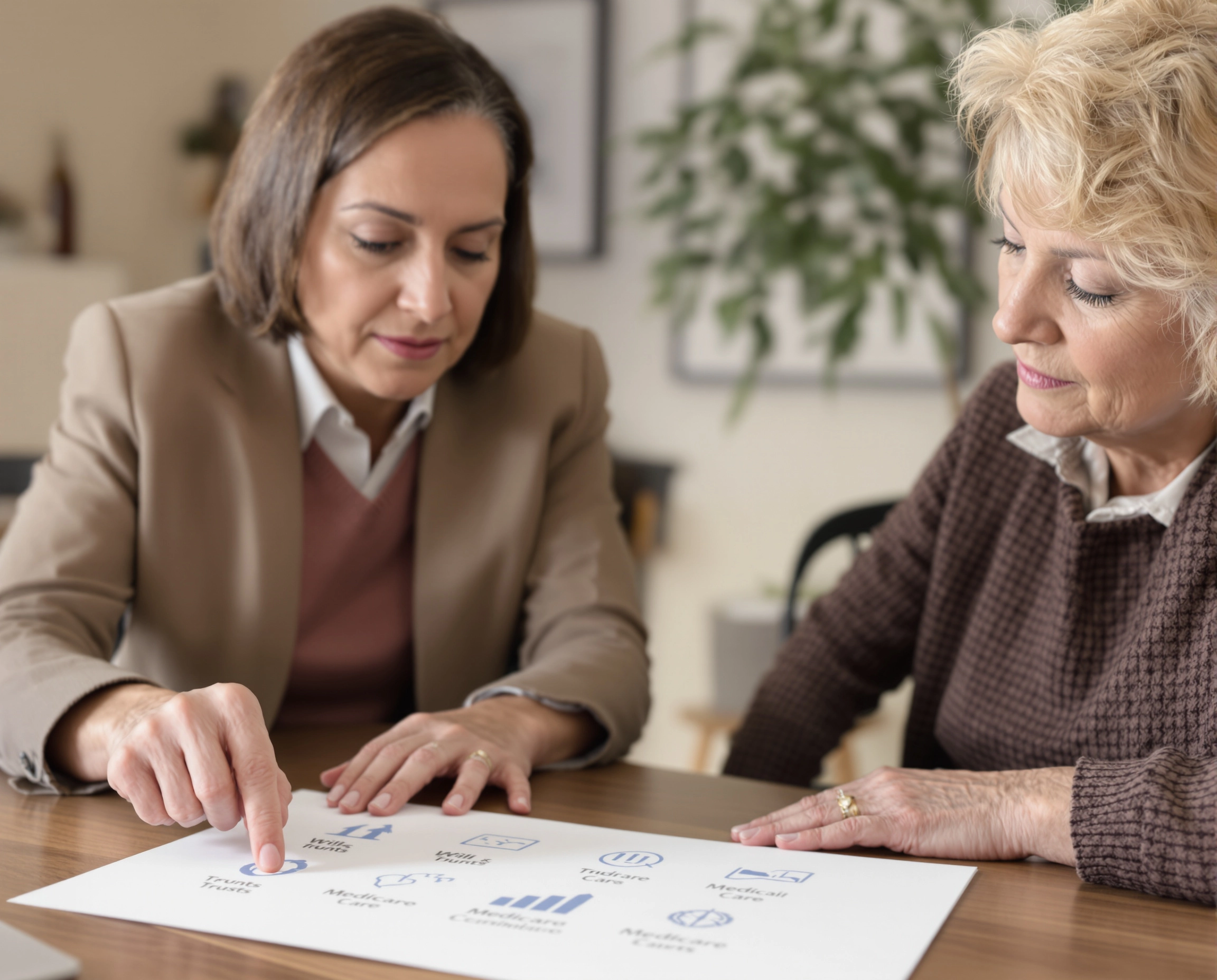 Older women listening to advisor