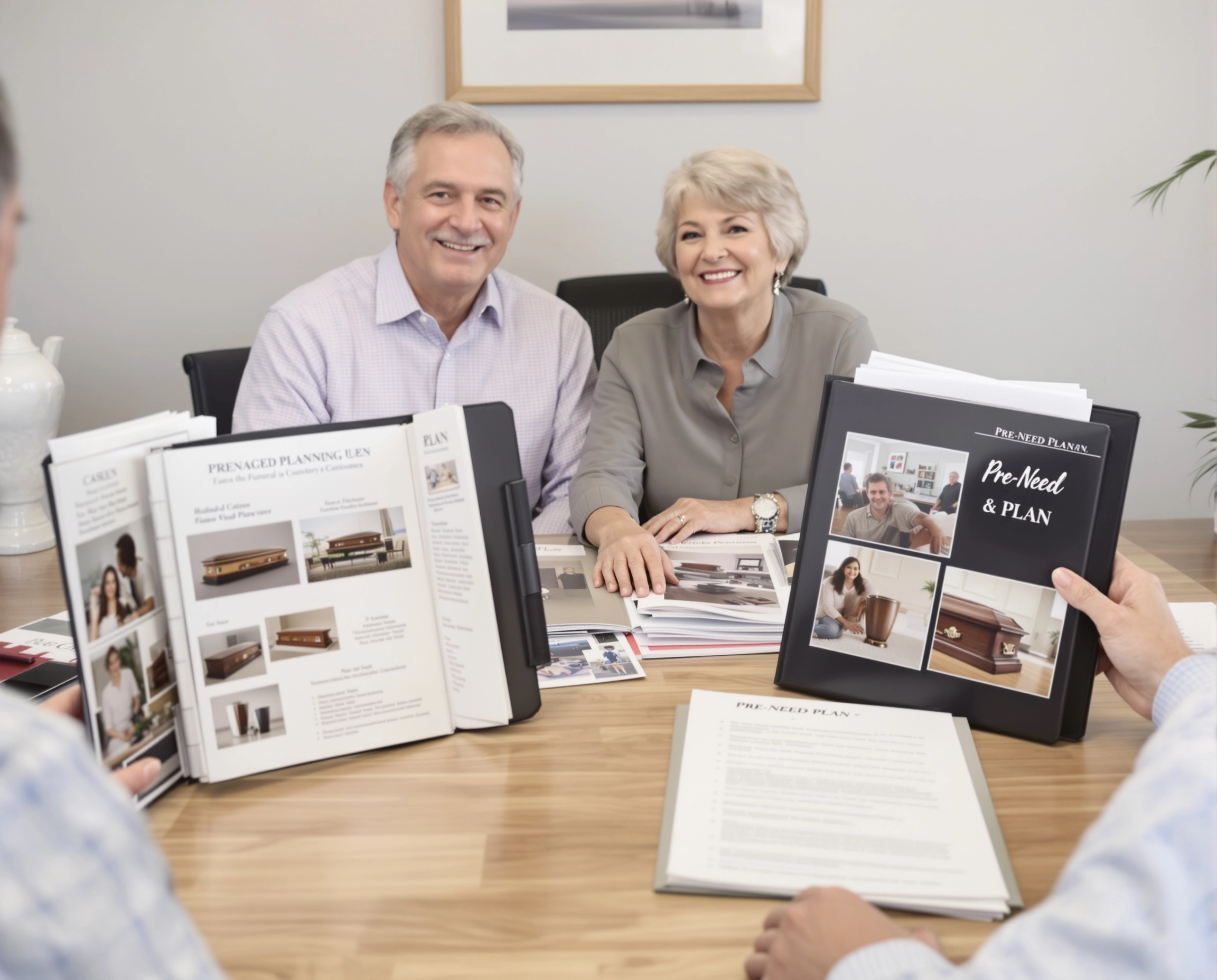 Older couple viewing Pre‑Need Funeral Plan