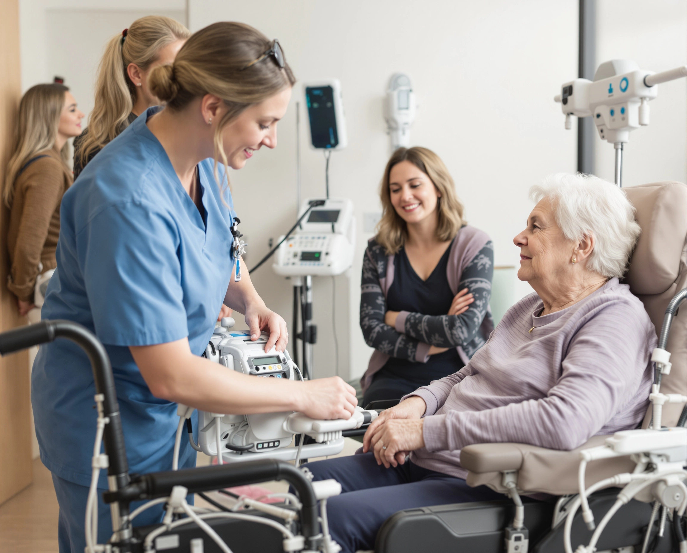 Doctor checking older women