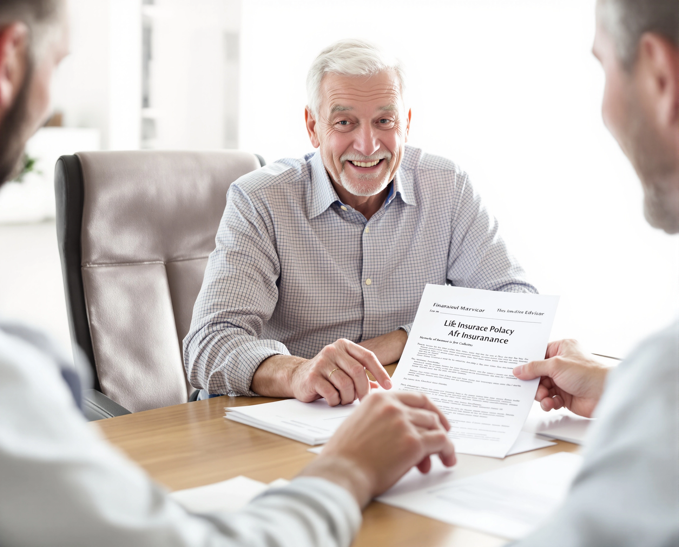 Older man taking life settlement agreement 