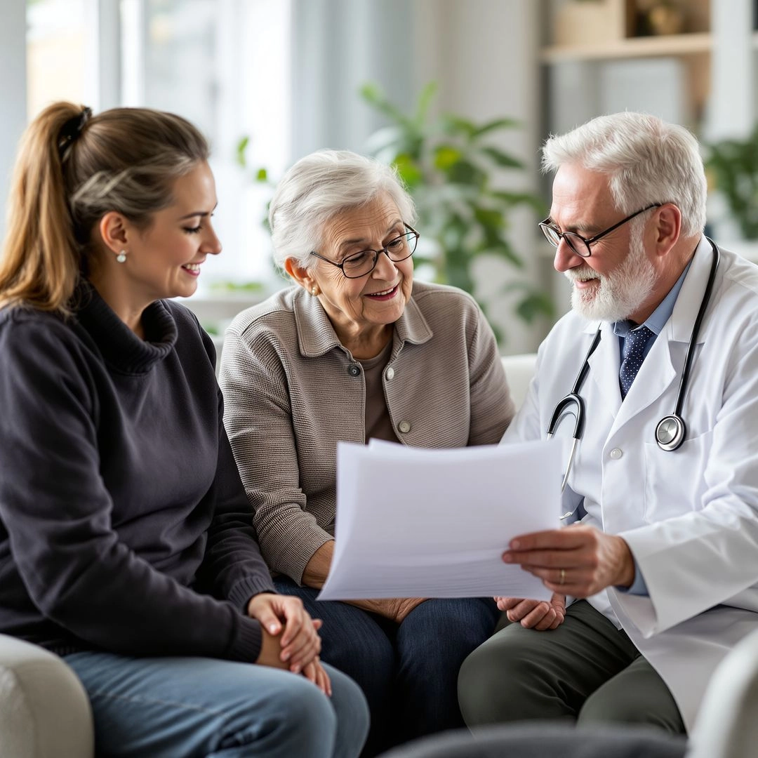 Doctor consulting with the elderly women