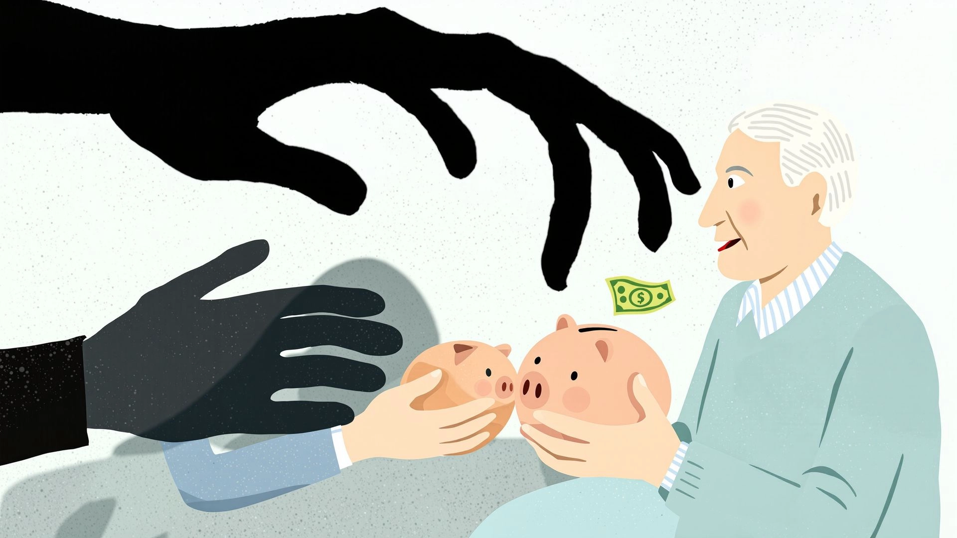 Illustration showing elder financial abuse