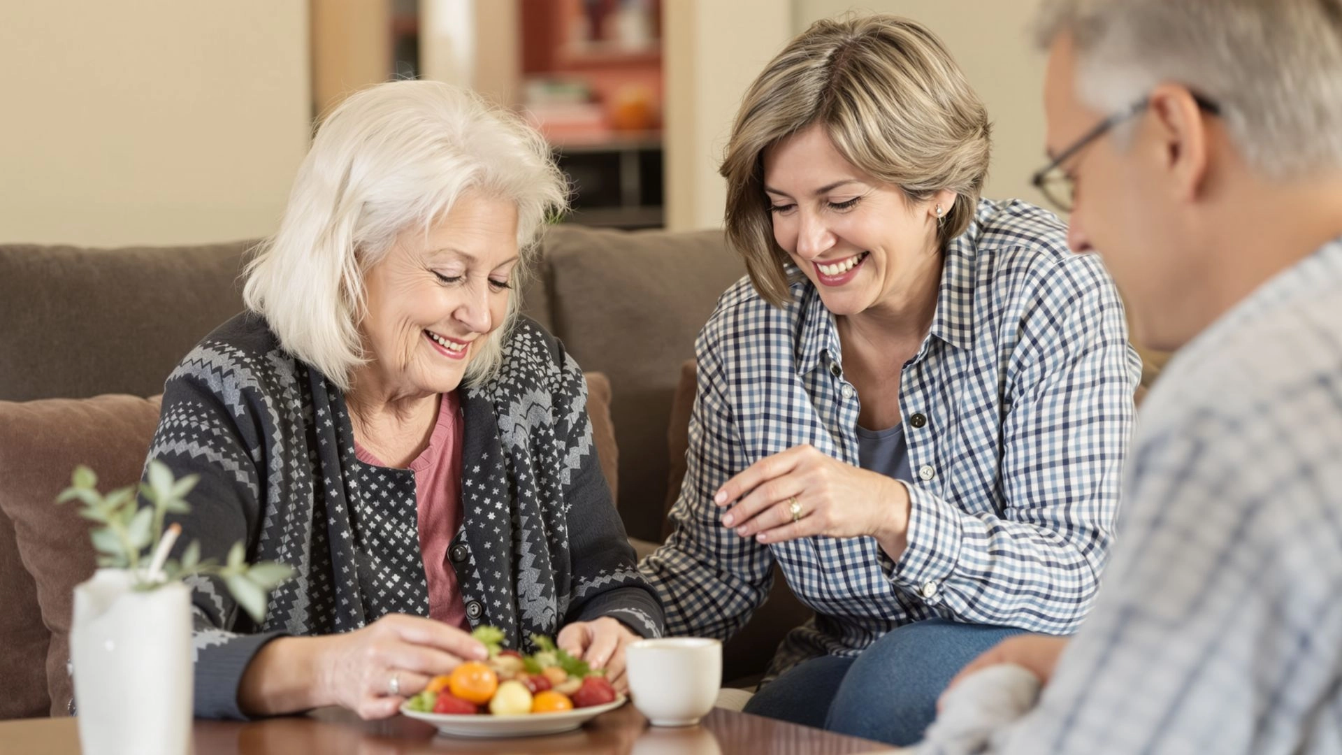 Elderly womens and man smiling