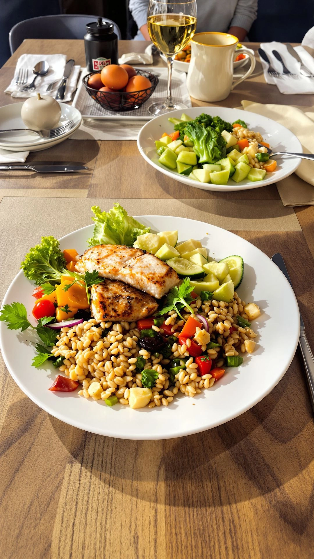 Balanced nutritious meal supporting stress relief and steady energy.