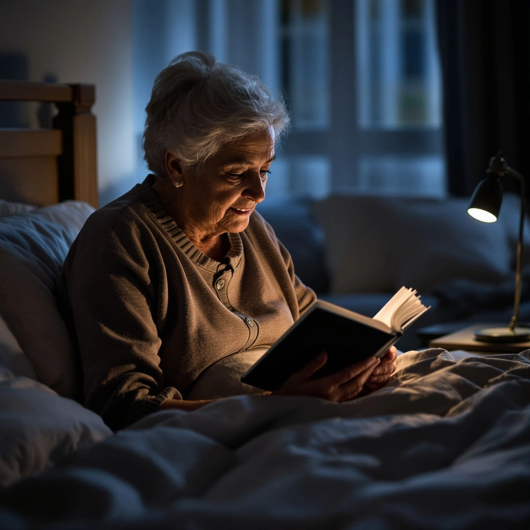 Senior maintaining a consistent bedtime routine for better sleep quality.