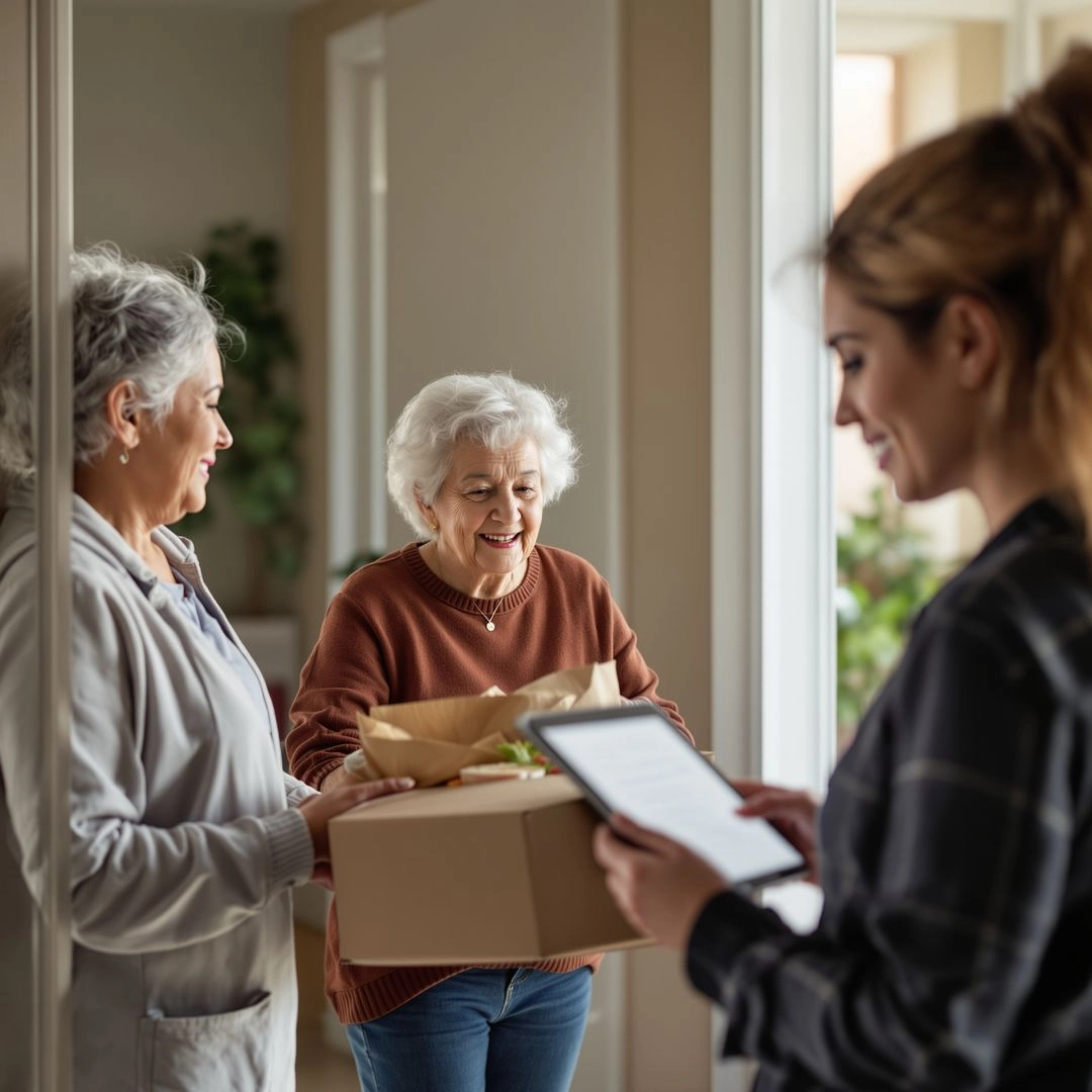 Area Agency on Aging partners and volunteers coordinating in-home and community services for seniors.