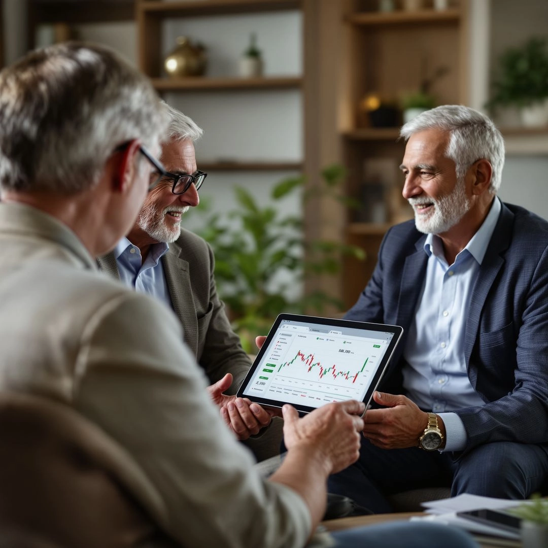 Financial advisor helping a senior understand income options and debt management strategies.