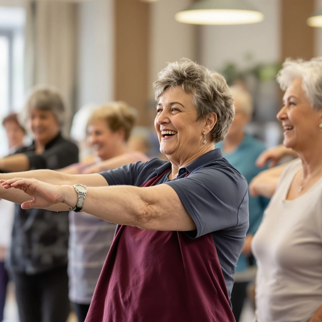 Seniors enjoying group wellness activities that support healthy and successful aging.