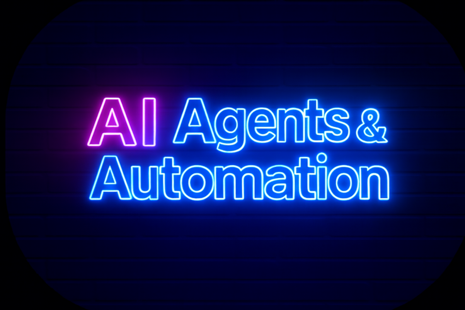 Neon sign that says AI Agents and Automation, showing modern artificial intelligence for business workflows on a dark background.