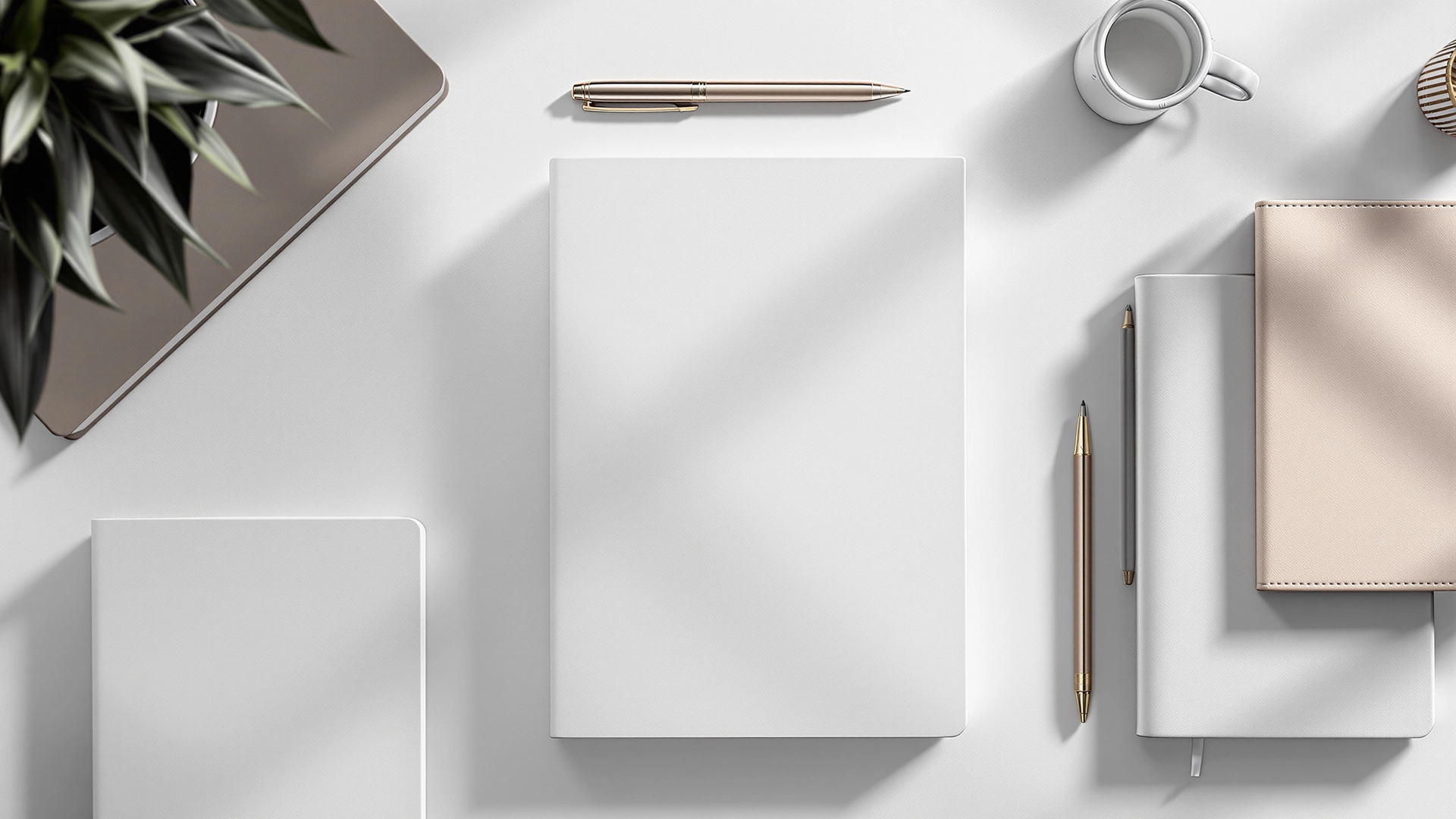 A neat and tidy dest with journals and pens