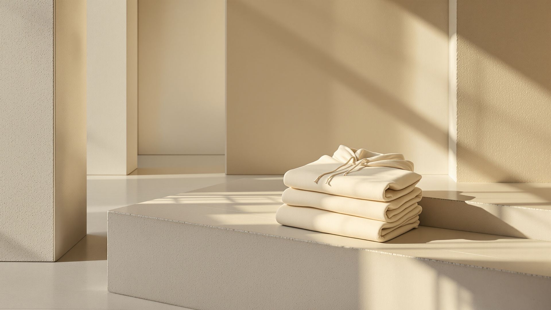 Minimal luxury cream hoodie reading Due Process, ethical fashion supporting immigrant legal defense