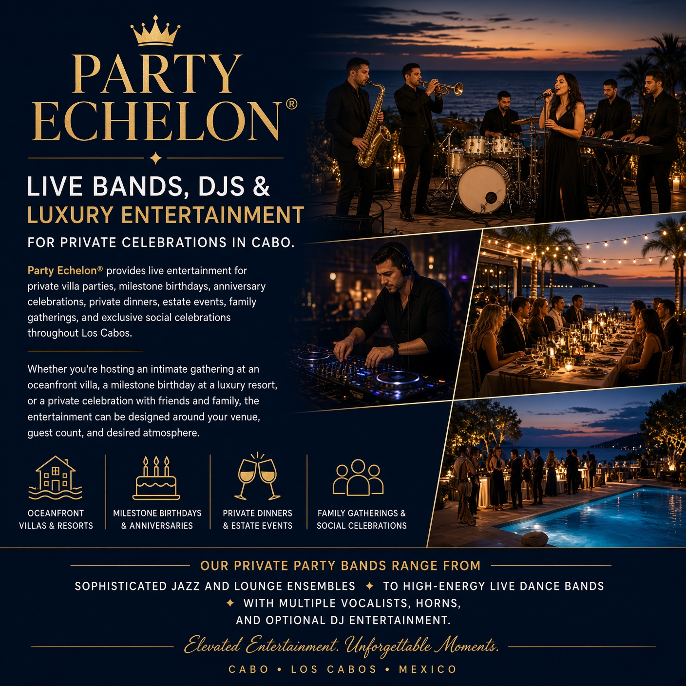 Live Bands, DJs & Luxury Entertainment for Private Celebrations in Cabo