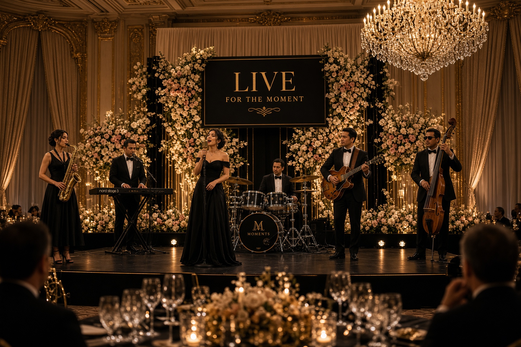 Party Echelon luxury live band performing at an elegant wedding reception