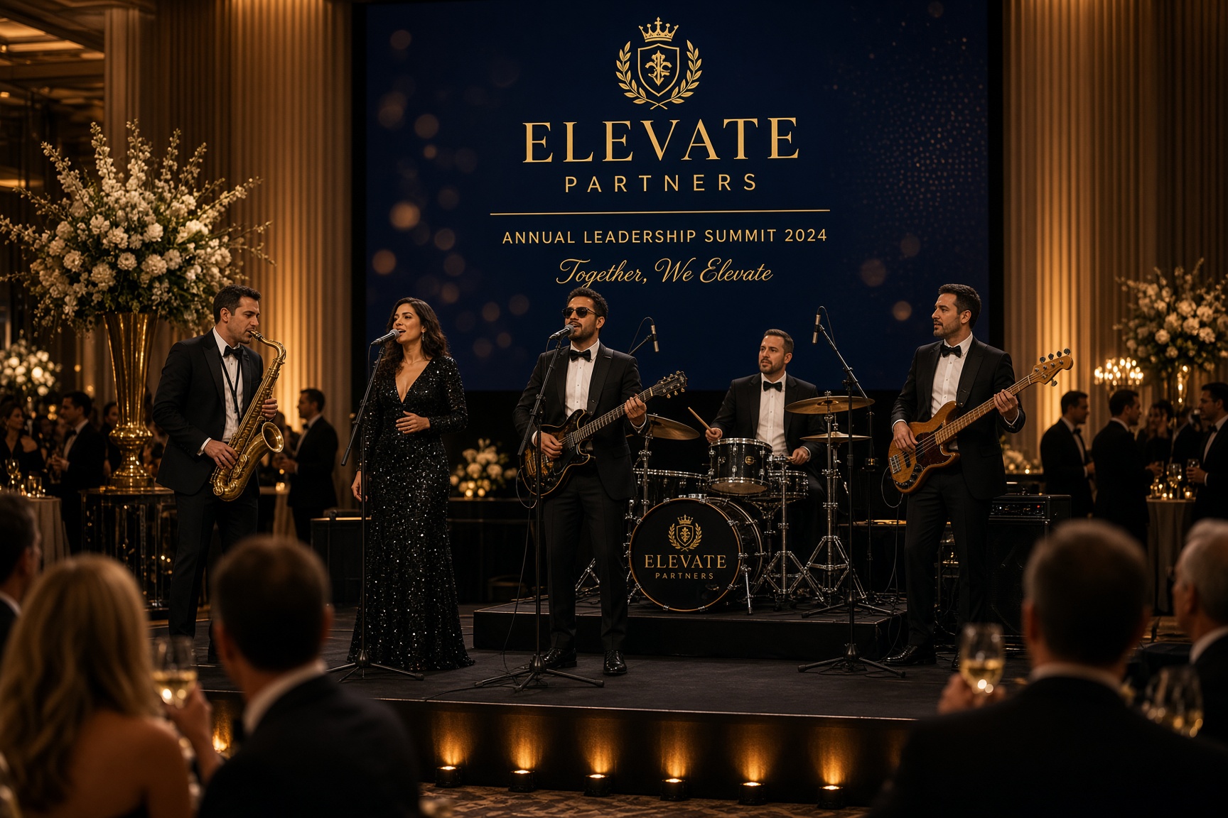 Professional live band entertaining guests at a corporate gala