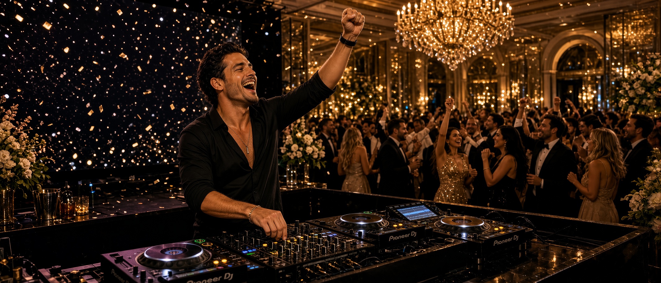 Wedding DJ performing for a luxury late-night after-party