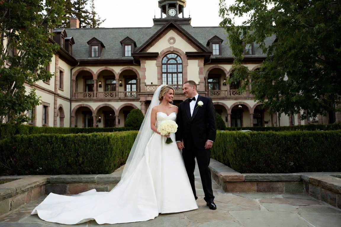 Bride and groom at a luxury private estate wedding