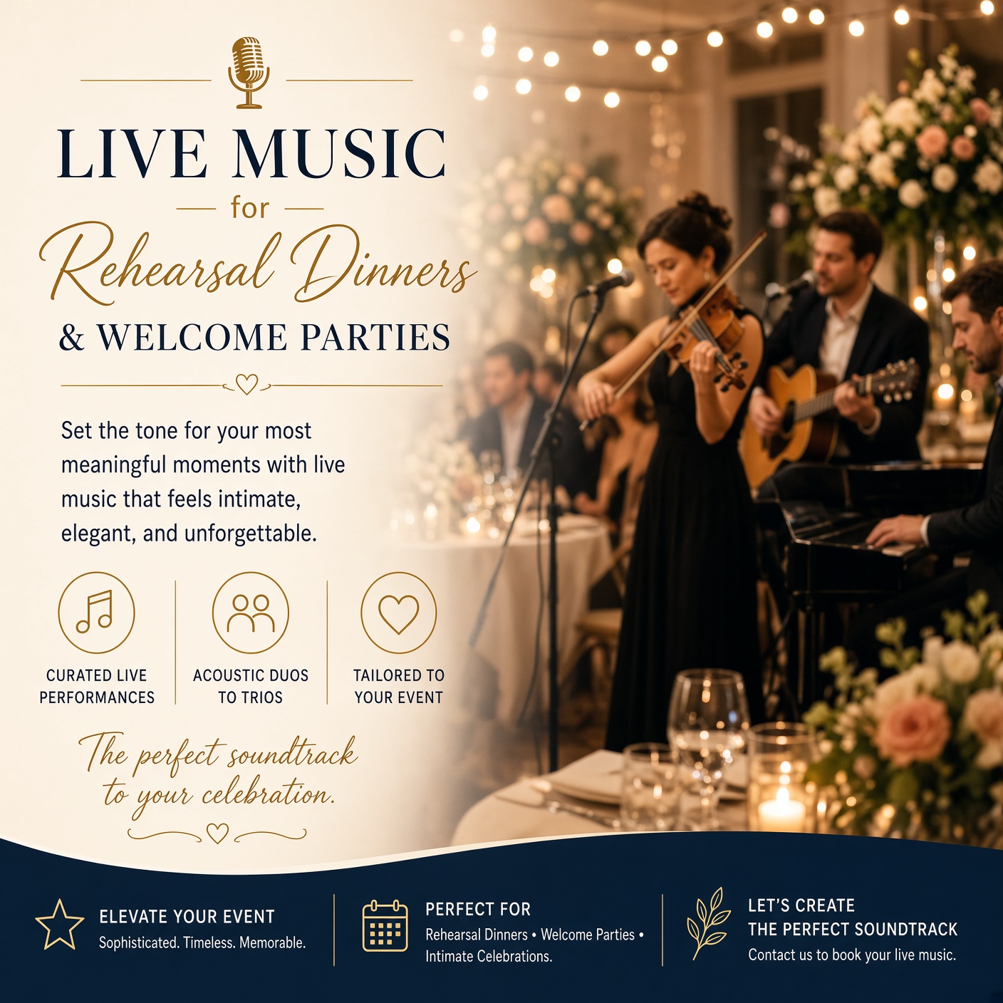 Wedding rehearsal dinner and welcome party live music