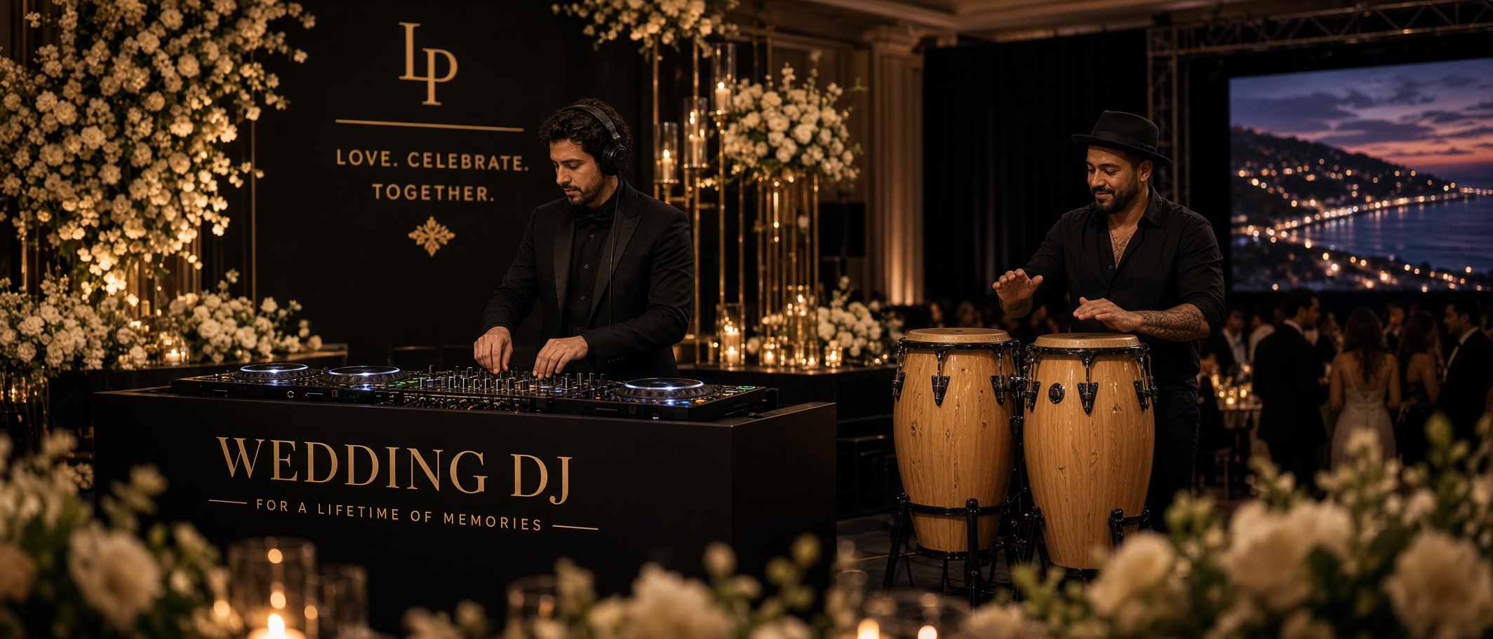 Wedding DJ with live musicians performing a hybrid reception set
