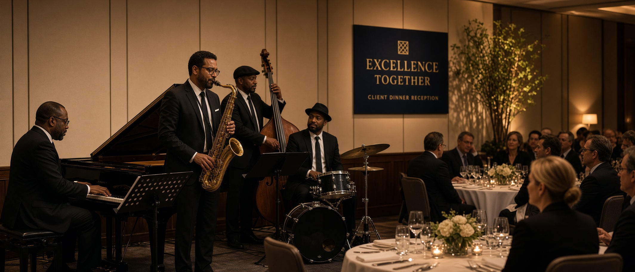 Cocktail hour musicians for a corporate dinner event
