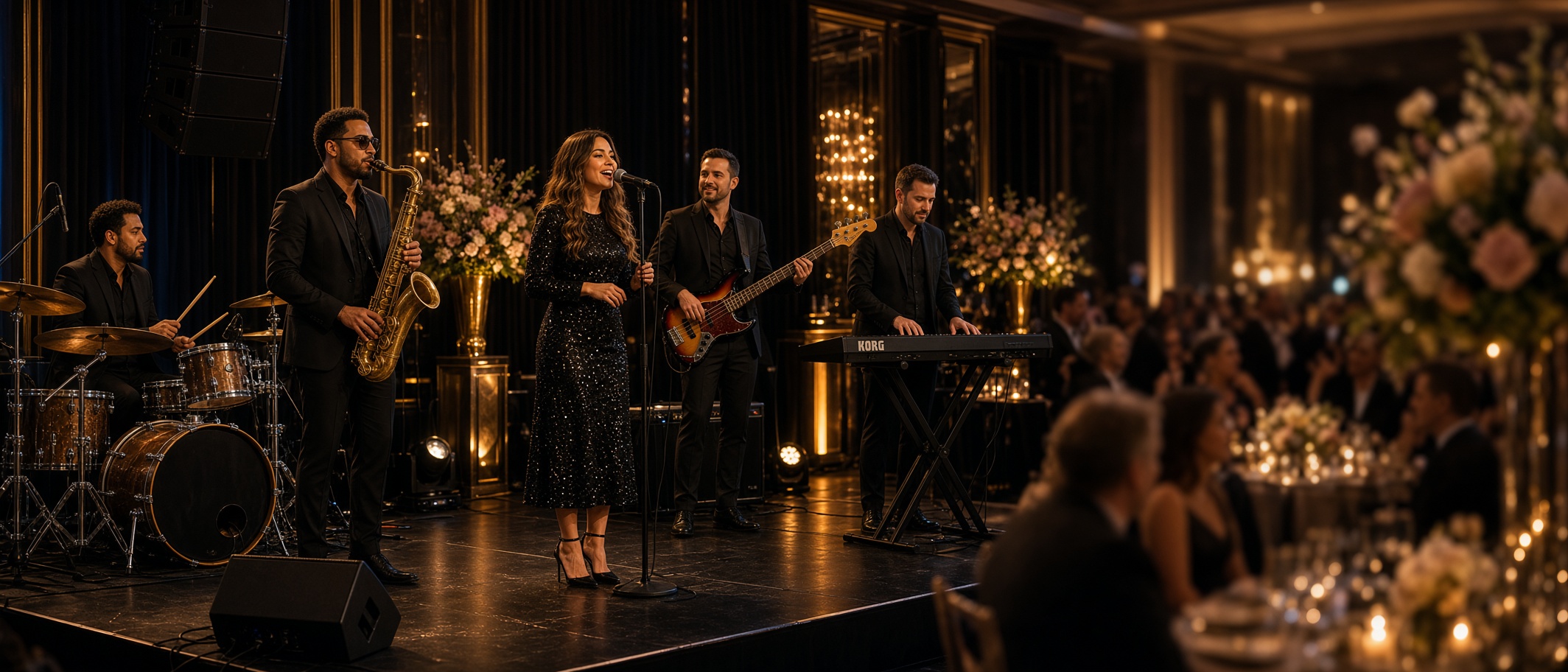 A live party band performing for private event