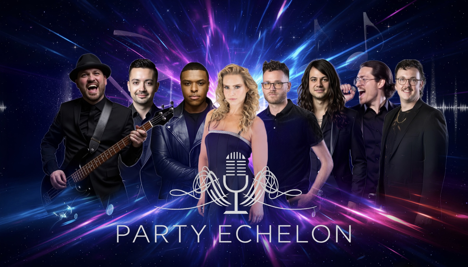 Party Echelon musicians performing songs from the Party Echelon band repertoire