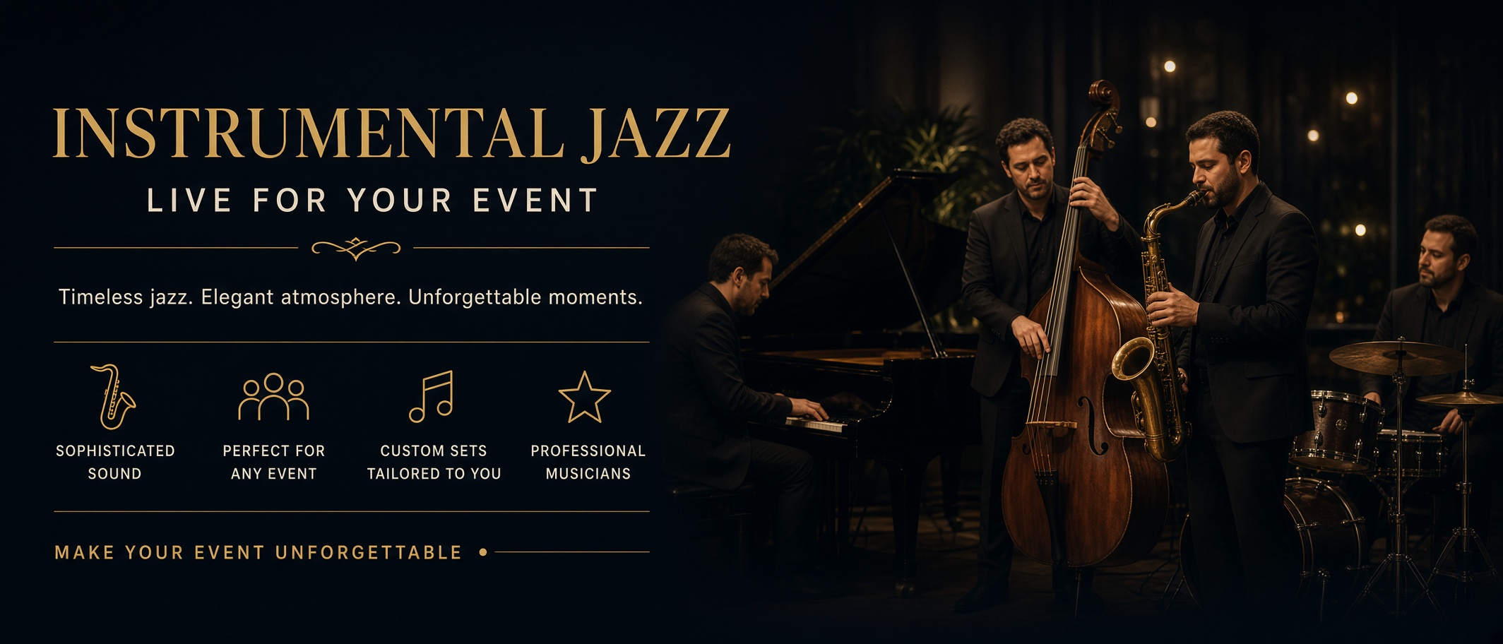 Instrumental Jazz music for events by Party Echelon