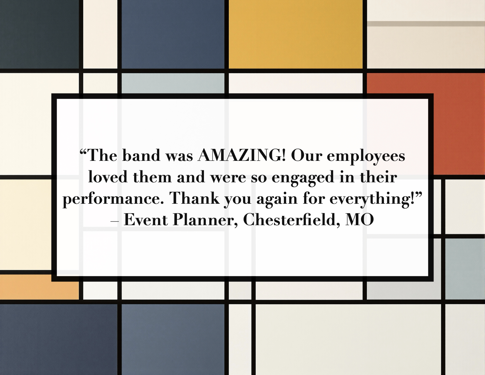 Event planner testimonial for Party Echelon luxury live entertainment
