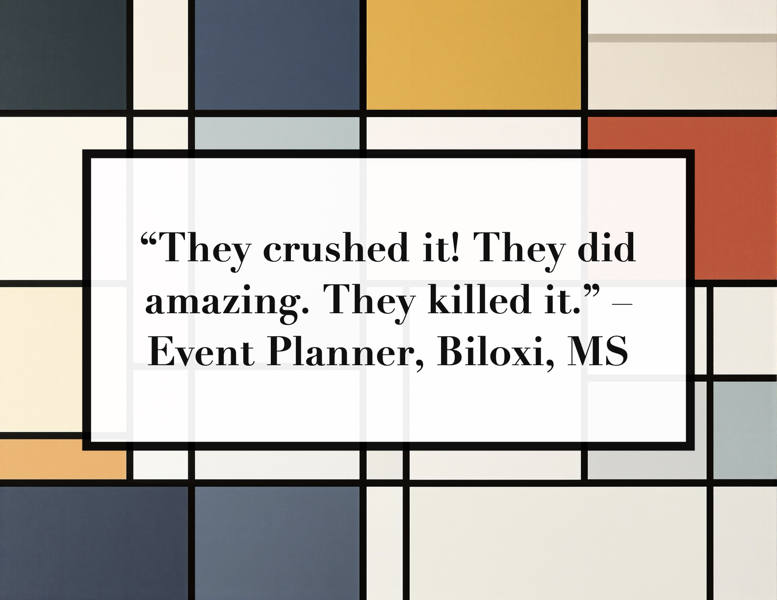 Event planner testimonial for Party Echelon luxury live entertainment