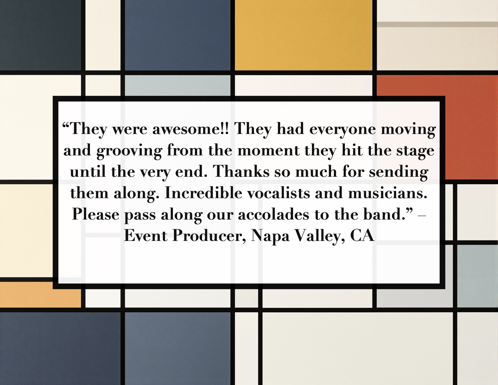 Event planner testimonial for Party Echelon luxury live entertainment
