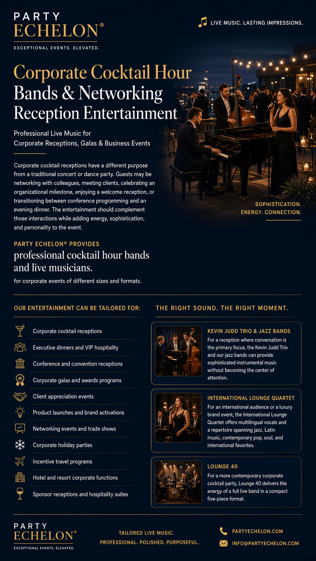 Professional Live Music for Corporate Receptions, Galas & Business Events