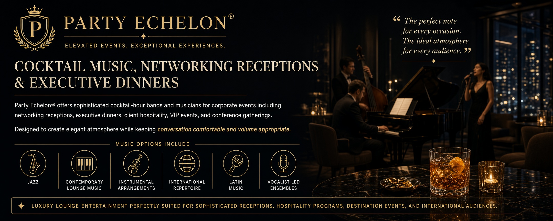 Cocktail Music, Networking Receptions & Executive Dinners