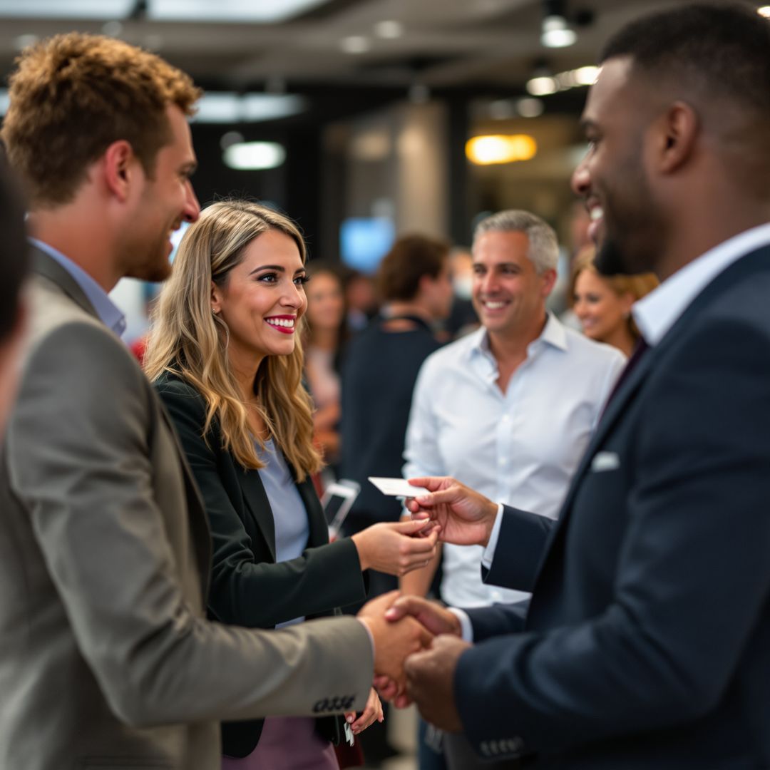 Business owners networking and collaborating, symbolizing growth through branding and community.