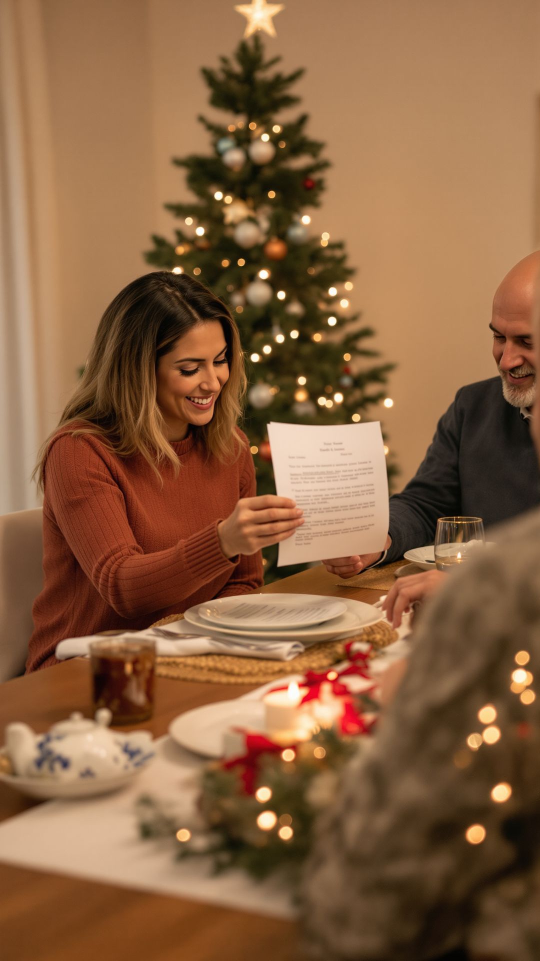 Couple reviewing insurance documents together at a dining table. Couple reviewing insurance documents together at a dining table.