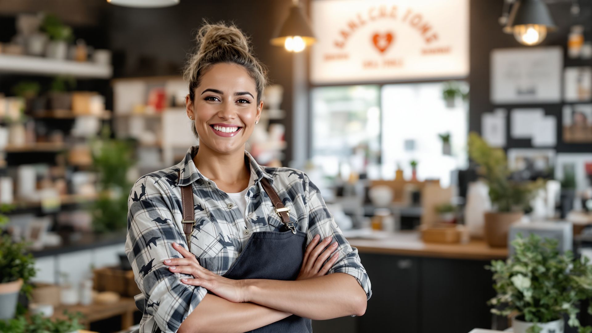 Small business owner standing proudly in their workspace, representing strong branding impact.