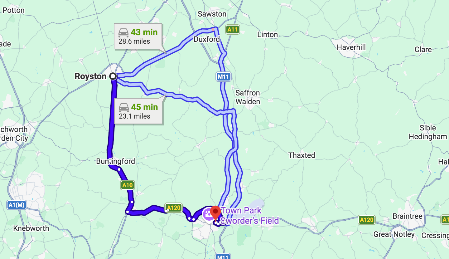 Royston to Dr Blooms Bishop's Stortford