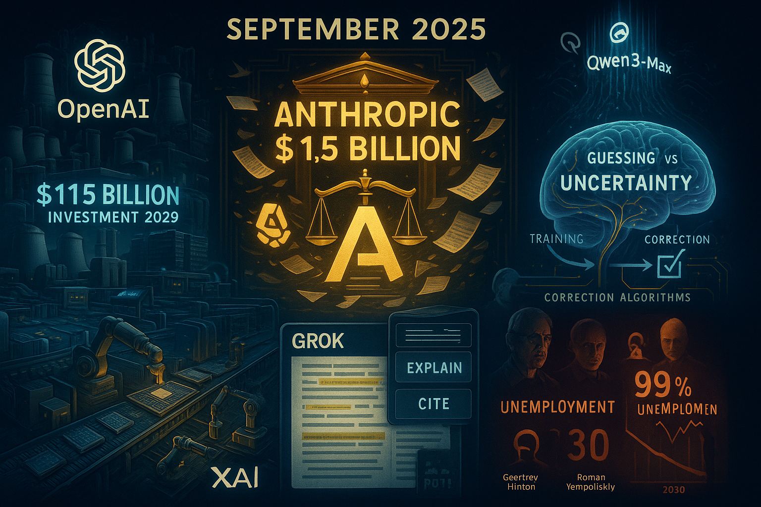 Anthropic paie 1,5 milliard, OpenAI investit 115 milliards, l'emploi menacé