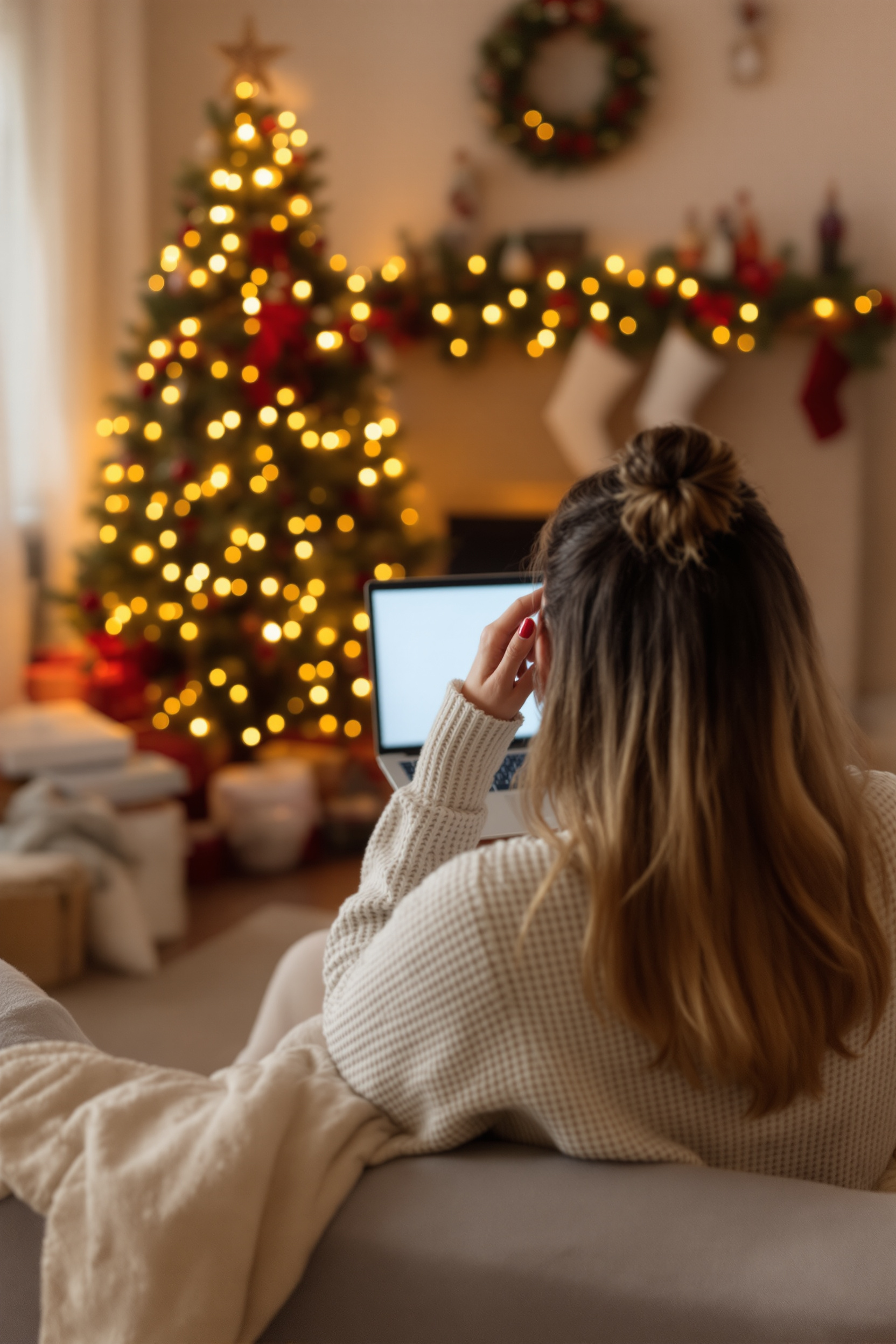 Woman sitting on couch looking overwhelmed while reviewing insurance plans. Woman sitting on couch looking overwhelmed while reviewing insurance plans.